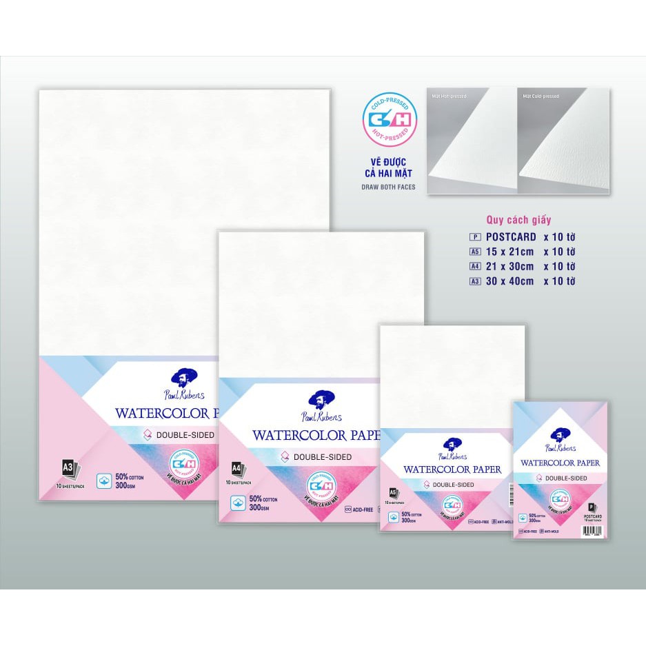 🌼Giấy Paul Rubens double-sided tệp 10 tờ 300gsm🌼