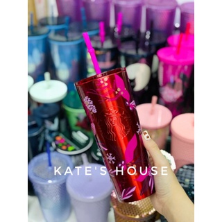 Ly giữ nhiệt hoa văn đỏ Starbucks usa 473ml ❤️
