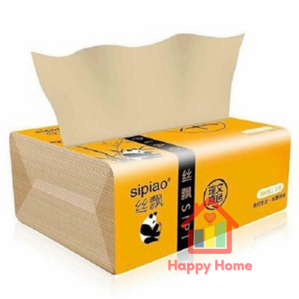 Giấy ăn, khăn giấy gấu trúc Sipao nhập khẩu chính hàng siêu dai, siêu mềm, siêu thầm Happy Home