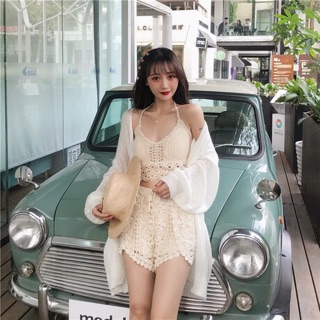Bộ len móc đi biển siêu cute
