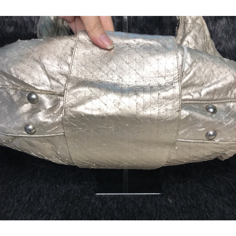 💚 👜  túi si tuyển hiệu Shalky Qq Italia đeo vai công sở đi chơi màu bạc ánh kim kiểu như vẩy cá👜