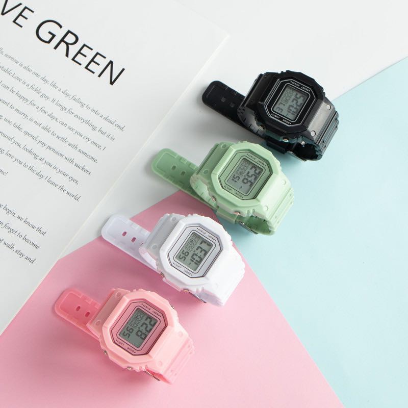 Đồng hồ đeo tay nữ chống nước giá rẻ đẹp mặt chữ nhật có đèn, ngày tháng năm, báo thức - DH03
