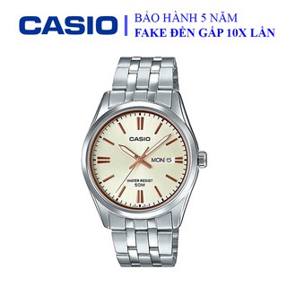 Đồng hồ Casio nam dây sắt thể thao, khung viền bạc ánh kim sang trọng, chống nước WR50M