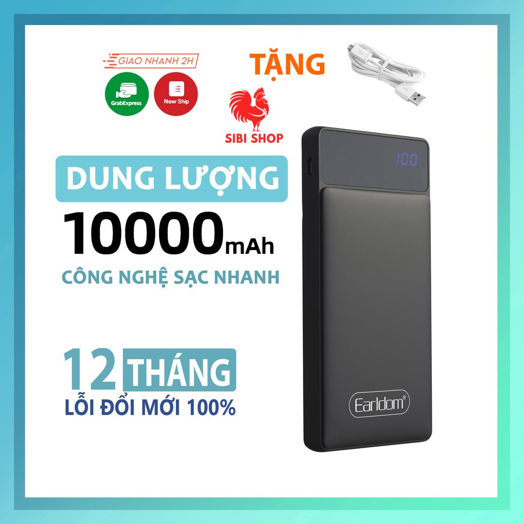 (BH 12 Tháng) Sạc Dự Phòng 2 Cổng Chính Hãng Earldom Dung Lượng 10.000mAh PB-40 (BH 12 Tháng)