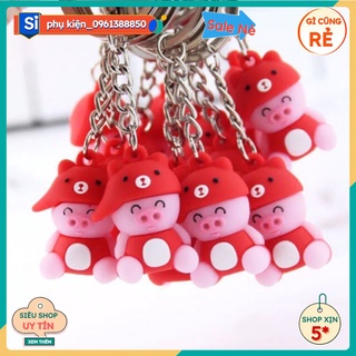 Móc khoá lợn hồng đội mũ giá sỉ