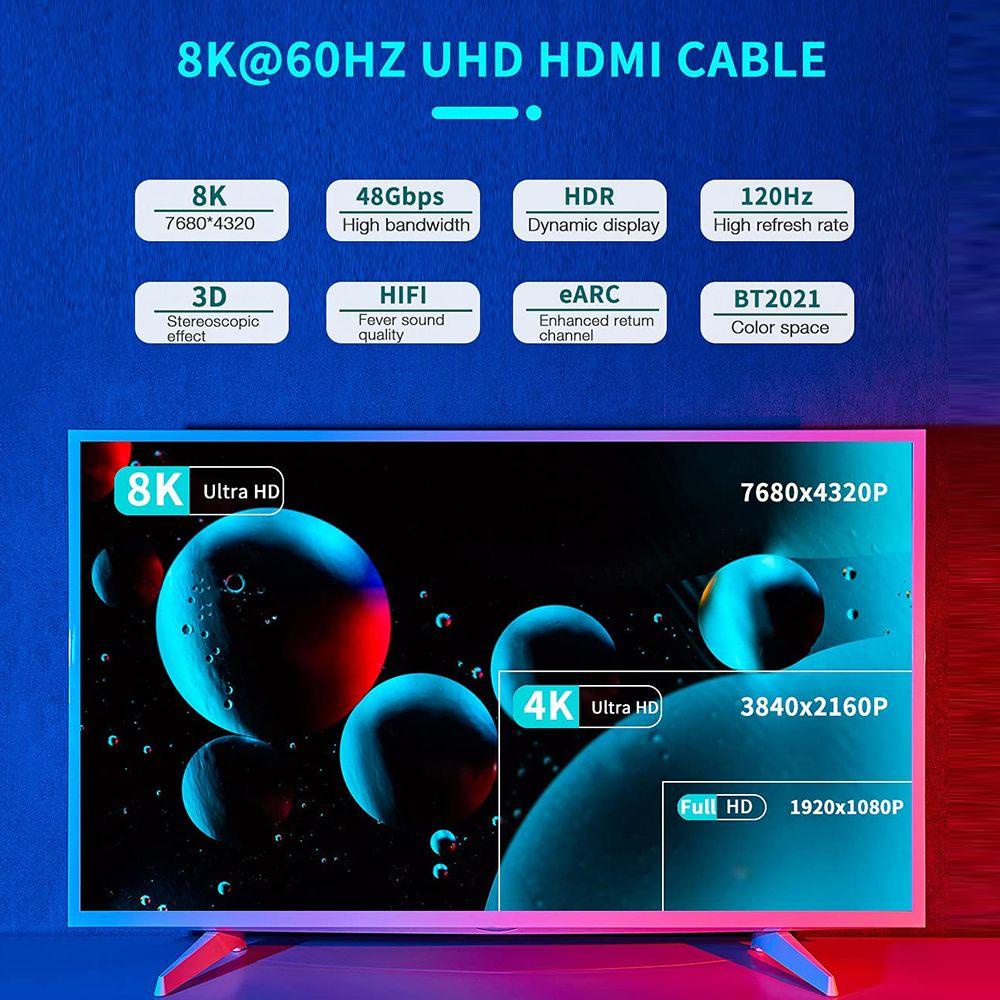 MYRONGVN Dây CáP HDMI 48Gbps 1m / 1.5m / 3m / 5m Cho MáY ChiếU PS5 PS4