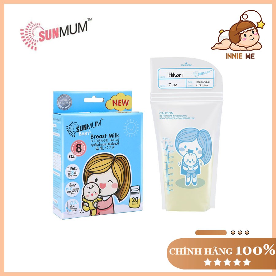 [Hoàn xu 10% tối đa 15K] Túi trữ sữa chính hãng Sunmum Thái Lan 250ml (50 túi/ hộp)