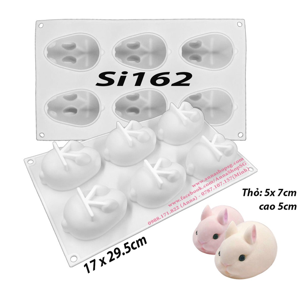 KHUÔN 6 THỎ 3D LỚN Si162