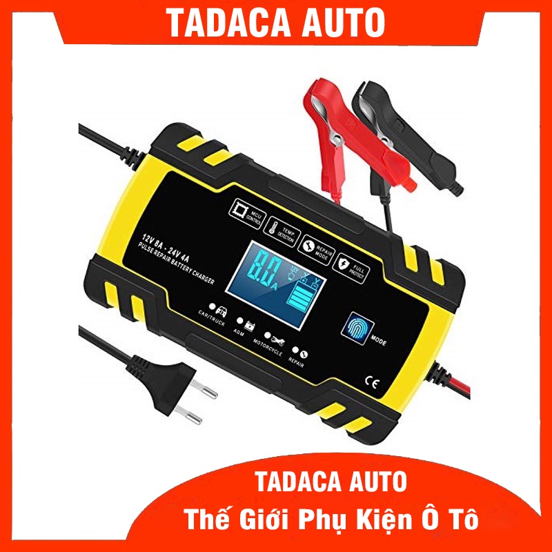 Máy sạc bình ắc quy FOXSUR 12V 100Ah, 12-24V 150Ah thông minh tự ngắt khi đầy có chức năng khử sunfat cao cấp TADACA