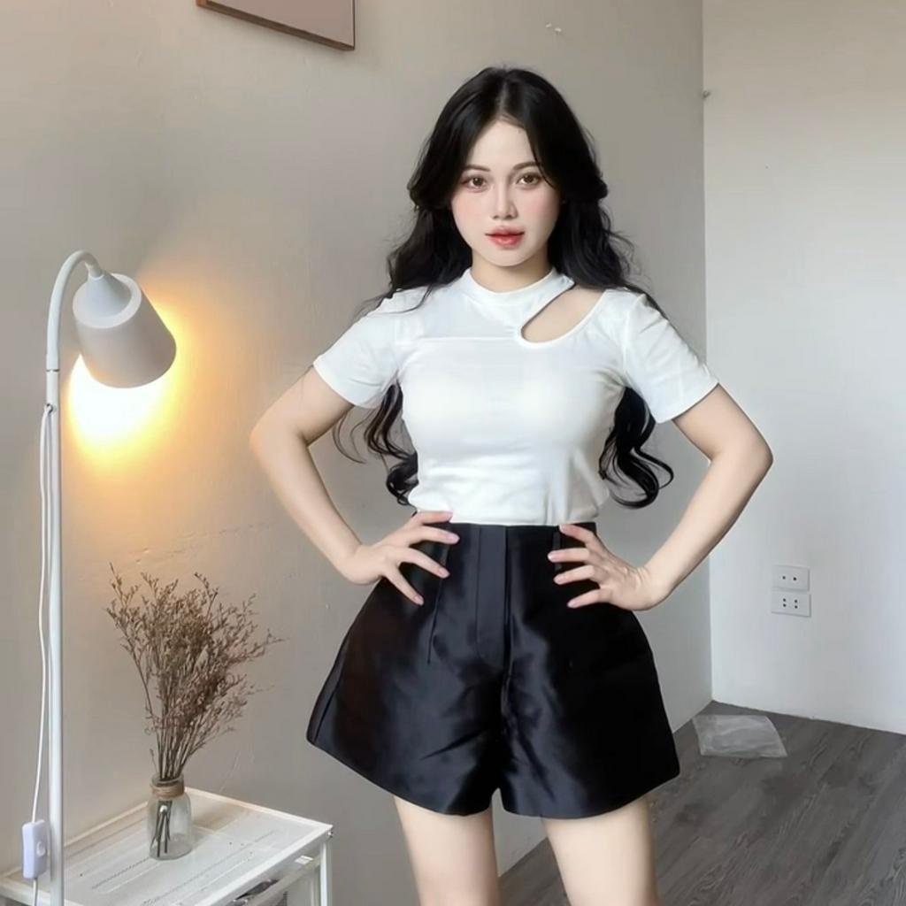 Áo Phông Khoét Vai Ôm Body Quyến Rũ, Áo Thun Dáng Ngắn THUS198