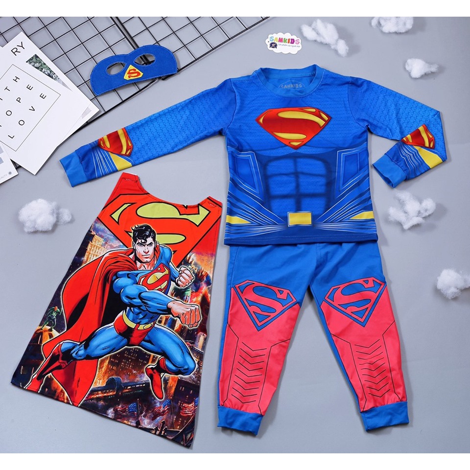 [CHÍNH HÃNG]Bộ tay dài Siêu nhân anh hùng Người nhện, batman, Super man Samkids