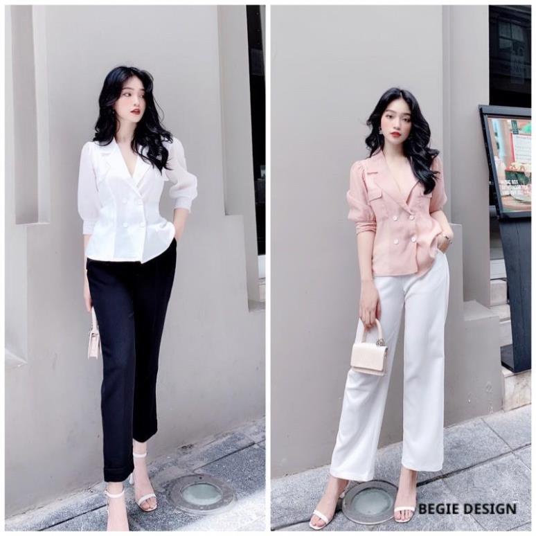 Áo sơ mi tơ cổ vest dáng suông đơn giản A563 BEGIE