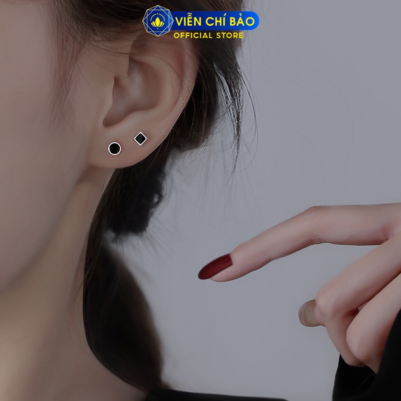 Bông tai bạc nữ đá đen nhiều hình dạng chất liệu bạc 925 thời trang phụ kiện trang sức nữ Viễn Chí Bảo B400757