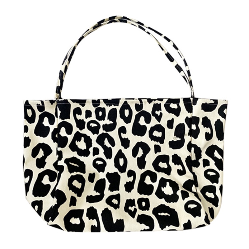 Túi Đeo Vai Vải Canvas Họa Tiết Da Báo Sức Chứa Lớn Thời Trang