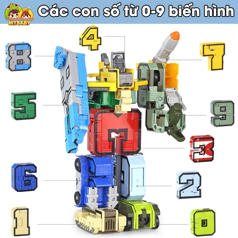 Bộ Đồ Chơi Robot Biến Hình Lắp Ráp Chữ Số Chi Tiết, Giáo Dục Cho Bé Tại Nhà, Mybaby
