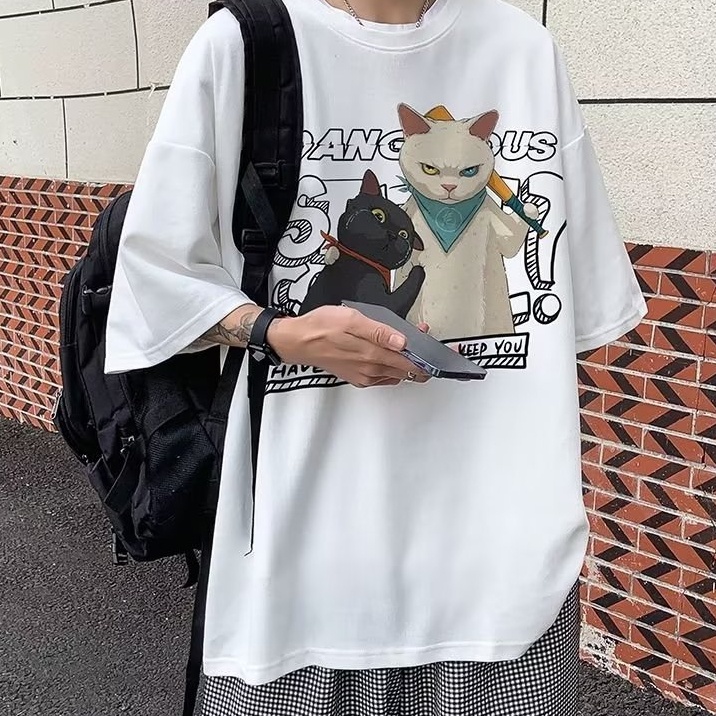 Áo Thun Ngắn Tay Dáng Rộng In Hoạt Hình Kiểu Hàn Quốc Thời Trang Mùa Hè Cho Các Cặp Đôi
