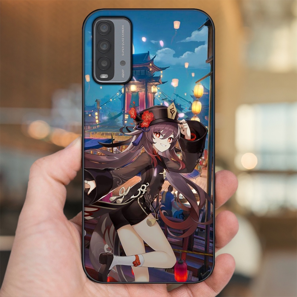Ốp lưng Xiaomi Redmi 9T viền đen in hình Hutao Genshin Impact