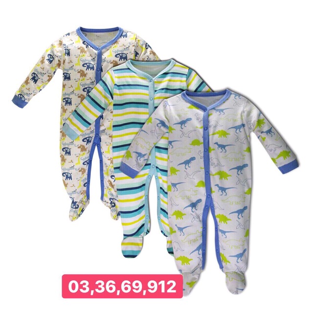 Set 3 bộ body liền chân hàng xuất dư cho bé trai và bé gái