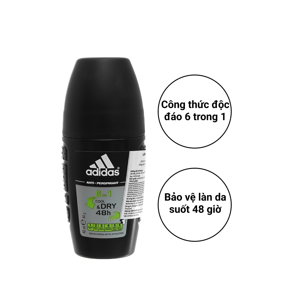 Lăn Khử Mùi Nam Ngăn Mồ Hôi Adidas 6 in 1 40ml