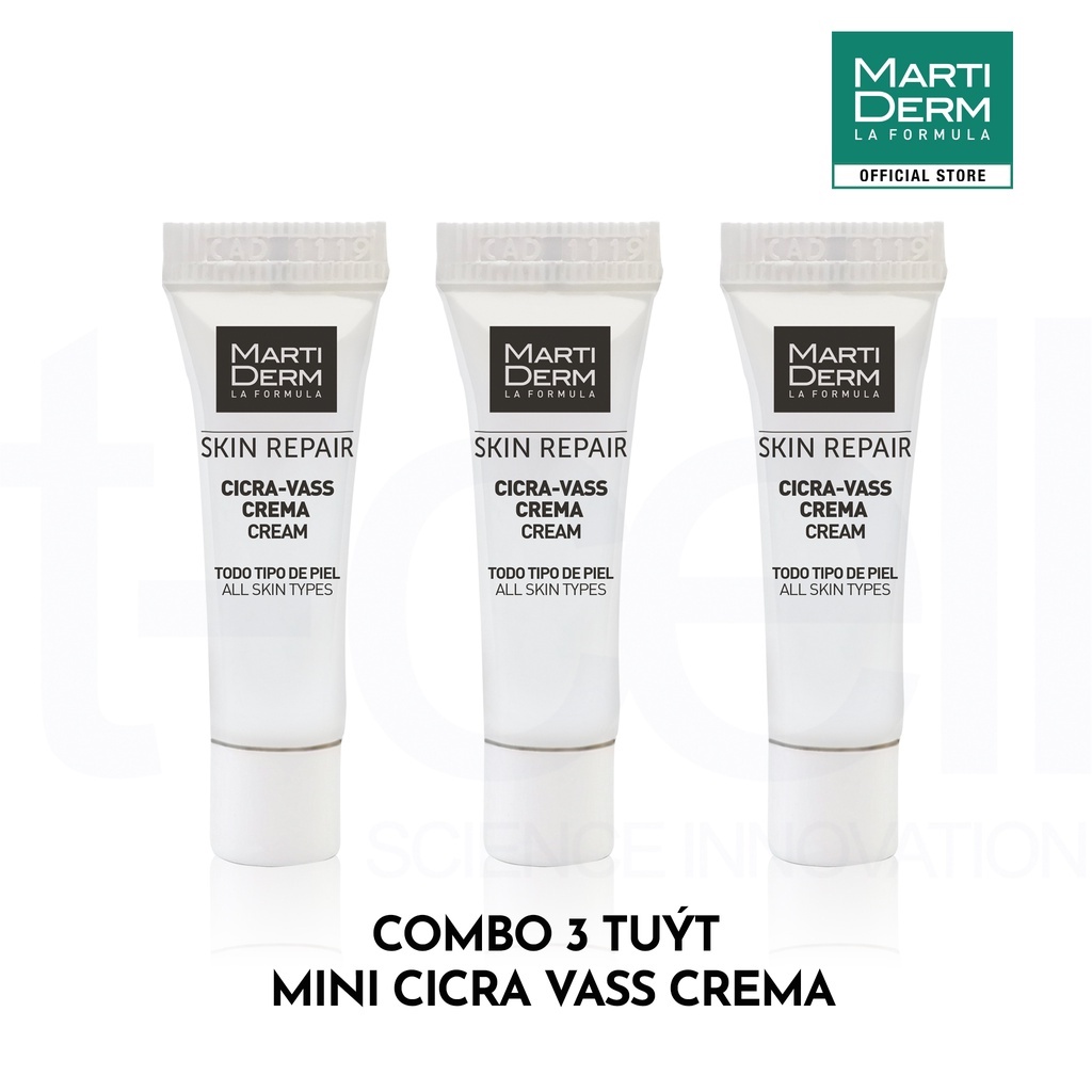 Combo 3 Mini Kem Dưỡng Tái Tạo & Phục Hồi Da Nhạy Cảm - MartiDerm Skin Repair Cicra Vass Cream