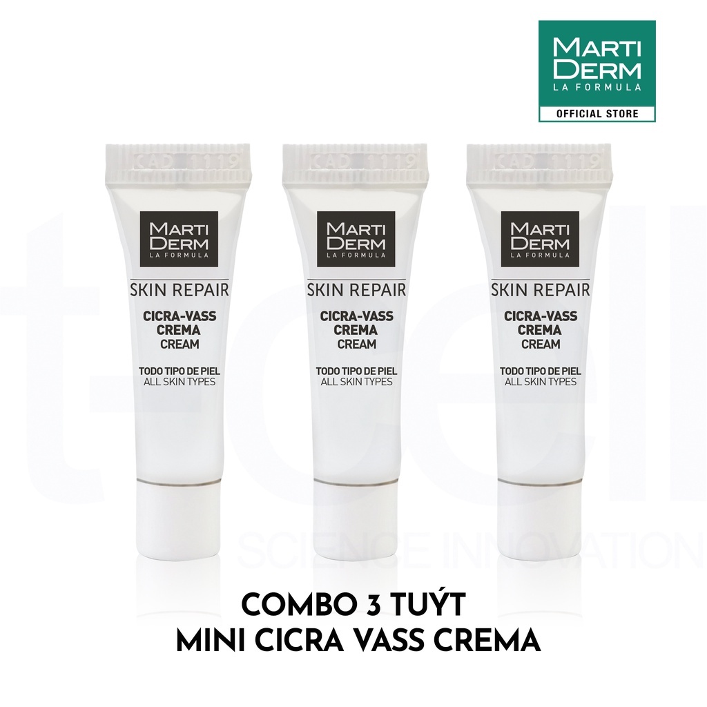 Combo 3 Mini Kem Dưỡng Tái Tạo & Phục Hồi Da Nhạy Cảm - MartiDerm Skin Repair Cicra Vass Cream (3 tuyp x 2ml)