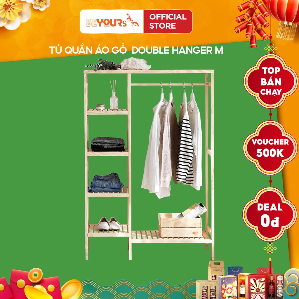 Tủ Treo Quần Áo Gỗ BEYOURS Double Hanger M Nội Thất Kiểu Hàn Lắp Ráp - Nội Thất Phòng Ngủ