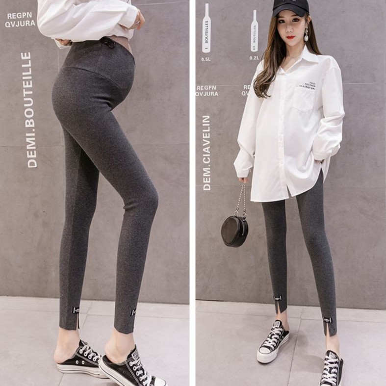 Nhk Quần Legging Mỏng Eo Cao Màu Trơn Xẻ Tà Thời Trang Thu Đông Phong Cách Phương Tây Cho Mẹ