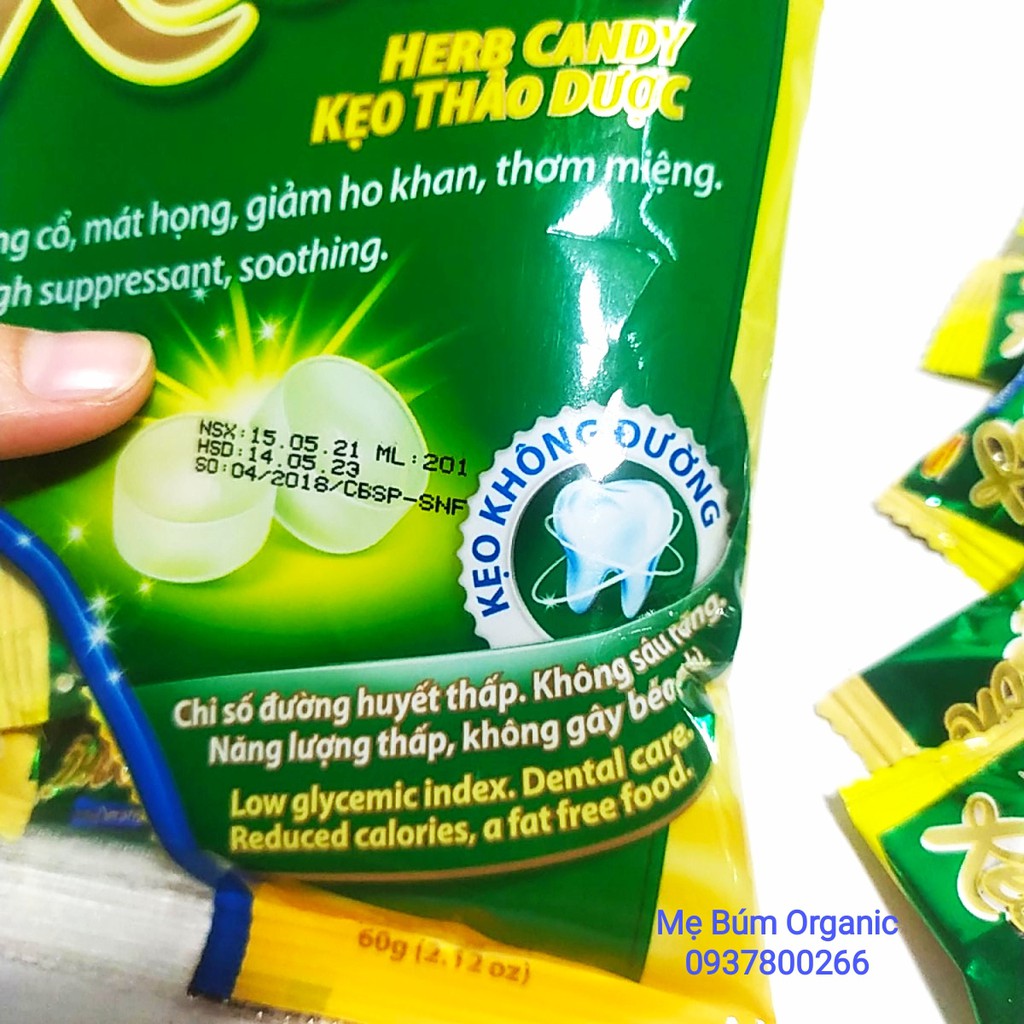 Kẹo thảo dược Resoni túi 60g - Kẹo dành cho người tiểu đường, ăn kiêng