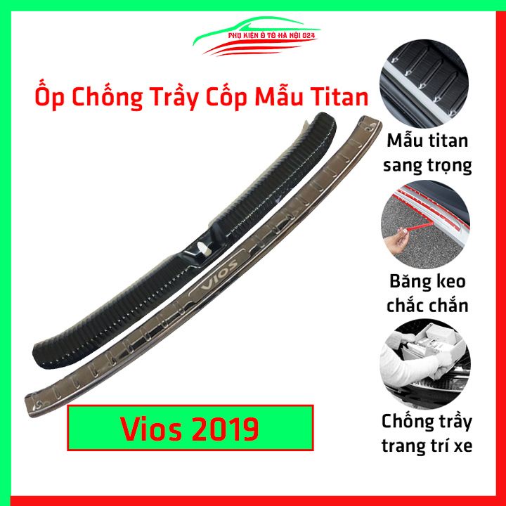 Ốp chống trầy cốp Toyota Vios 2019 vân titan