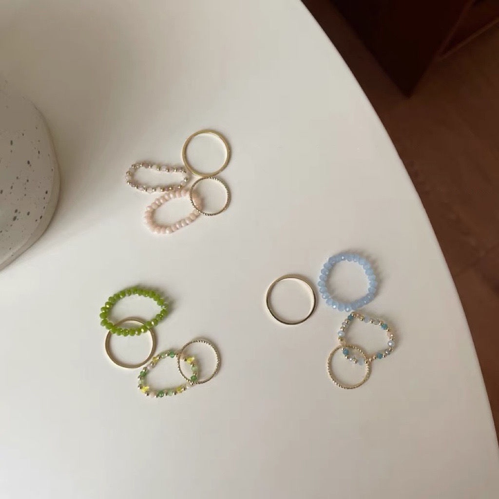 Set 4 Nhẫn Màu Trơn Đơn Giản Thời Trang