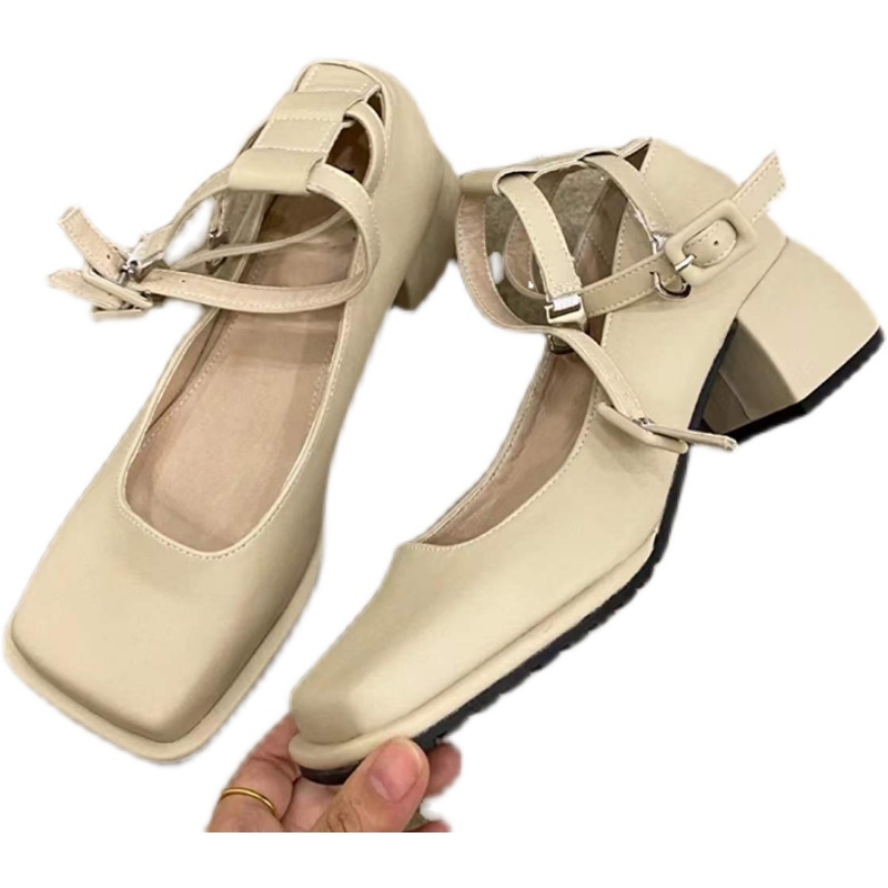 Giày Cao Gót Mũi Vuông Thiết Kế Đơn Giản Thanh Lịch Phong Cách Mới 2022