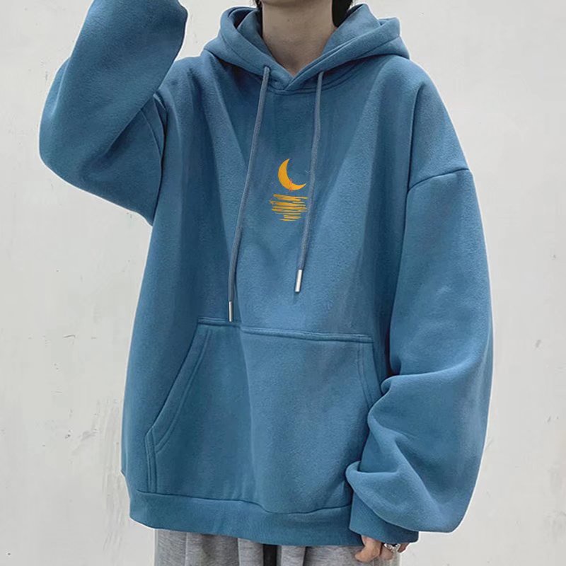 M-8XLÁo Khoác Thể Thao Cotton Dày Dặn Dáng Rộng In Hình Mặt Trăng / Biển Thời Trang Cho Nam Và Nữ