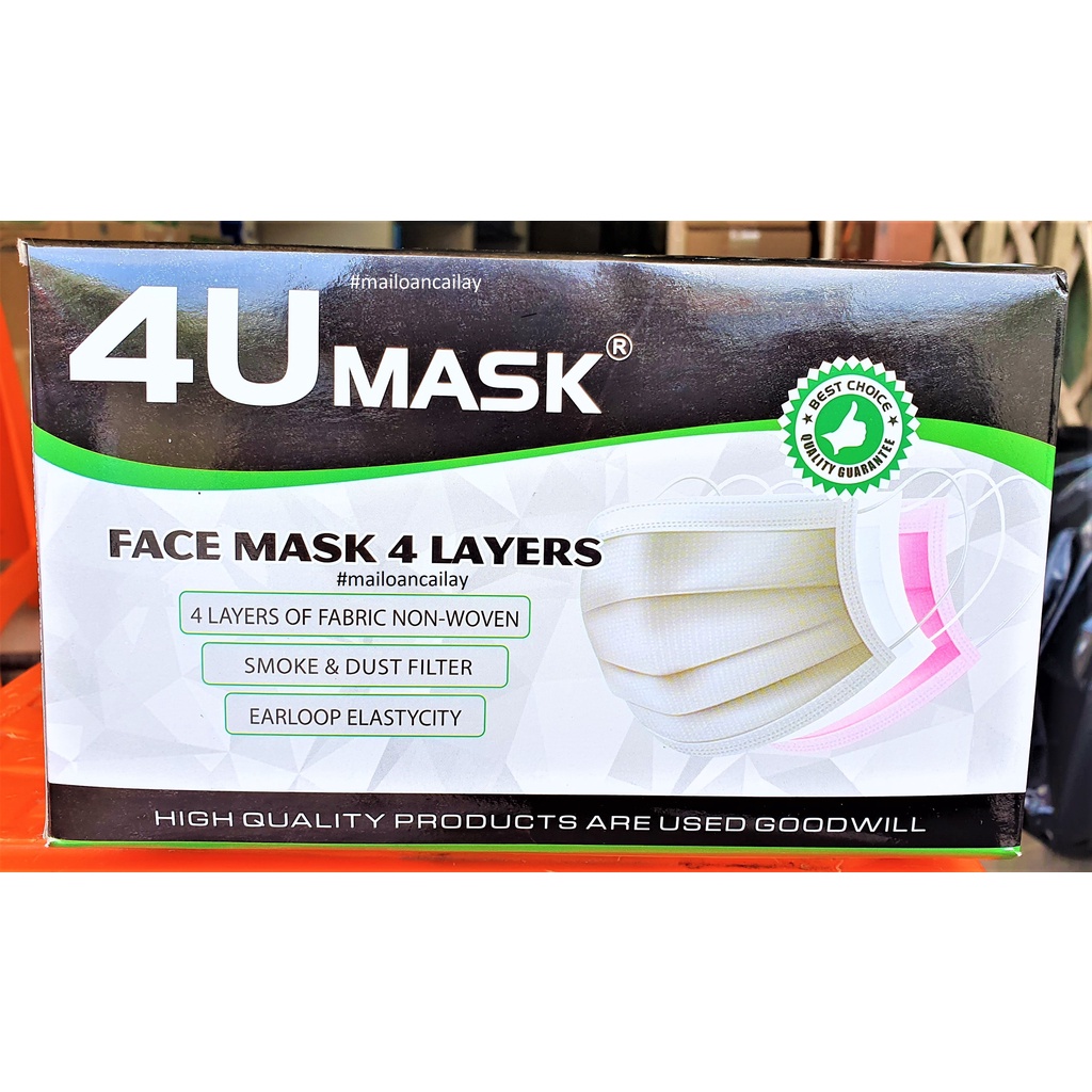 KHẨU TRANG Y TẾ 4 LỚP HỘP 50 CÁI 4U MASK