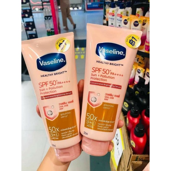 [Mua tại Thái]Sữa dưỡng thể Vaseline 50x Healthy White SPF50+ PA++++ Thái Lan 320ml