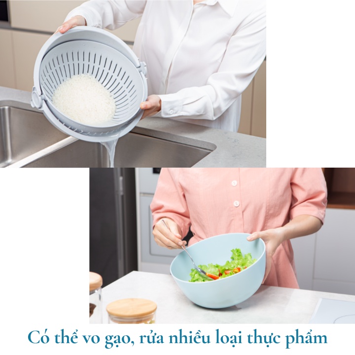 Bộ thau rổ nhựa ĐA NĂNG 23cm, Inochi Yoko Nhật Bản, dụng cụ nhà bếp cao cấp, tiện lợi, an toàn tuyệt đối, Vạn Phúc