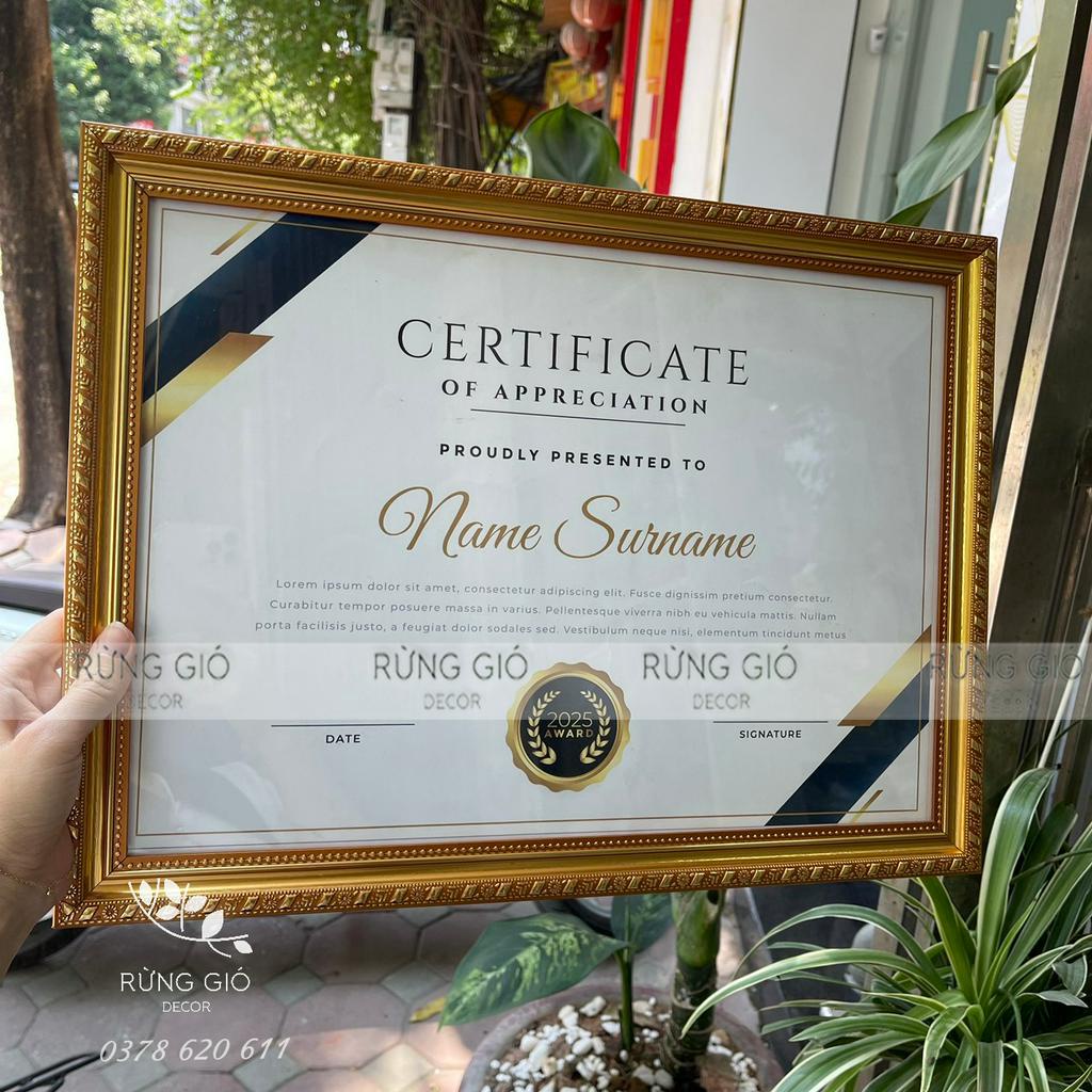 Khung A3 VÀNG BẰNG KHEN ,ảnh thật shop chụp, khung chứng chỉ, trao thưởng