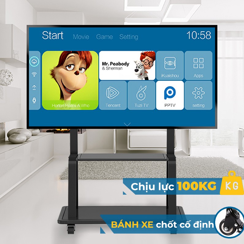 Giá đỡ TV kệ đỡ Tivi di động cho TV 32-65 inch có bánh xe chịu lực đến 100 kg