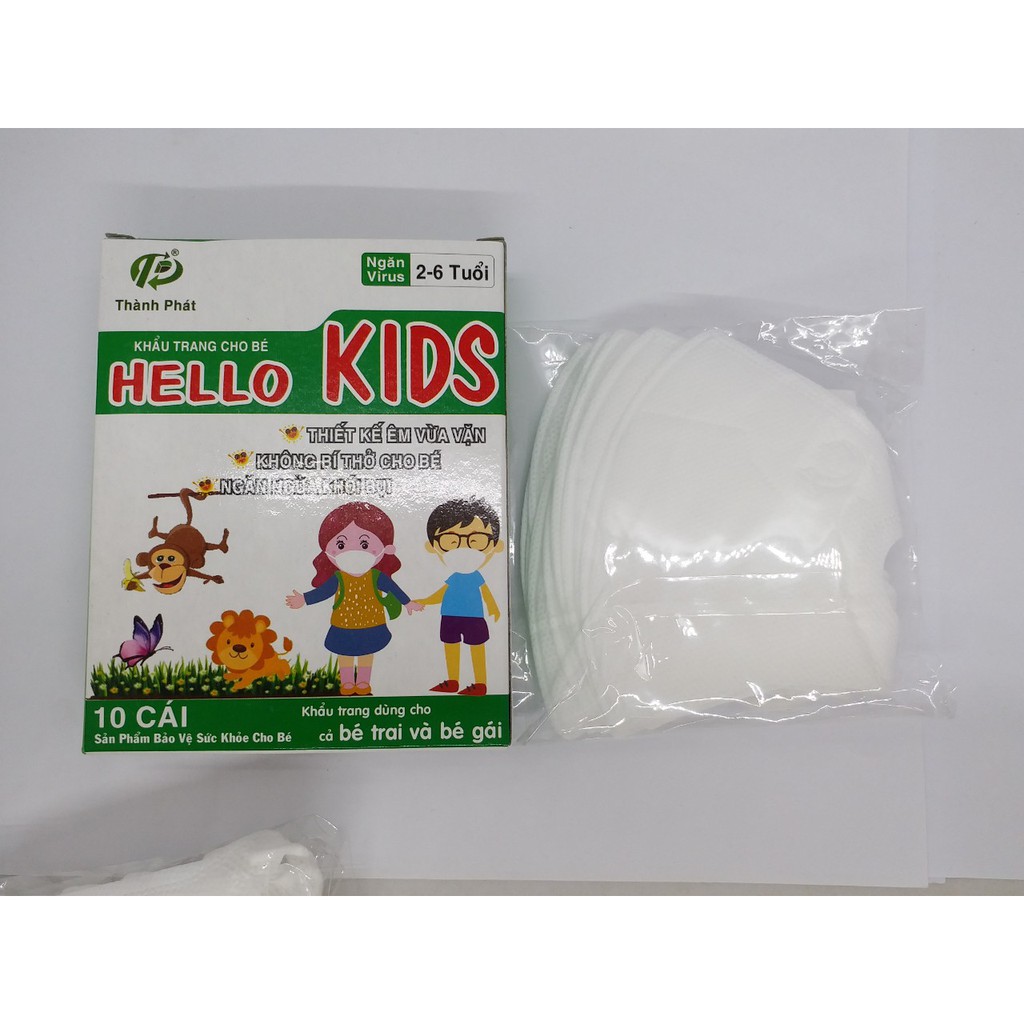 combo 2 khẩu trang 4D hello mask trắng (hộp 10 cái)+1 hộp ktrang em bé màu trắng (hộp 10 cái)tặng 1 hộp miếng dán hạ sốt