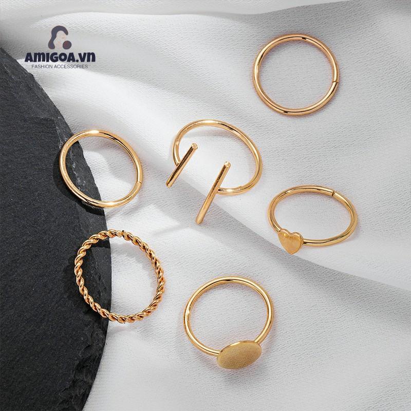 ✨✨Set 6 Nhẫn Đeo Khớp Ngón Tay Hợp Kim Phong Cách Vintage Sáng Tạo