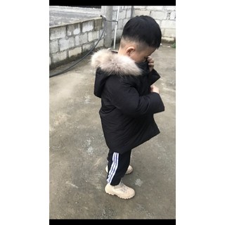Áo phao lông vũ mũ lông cho bé