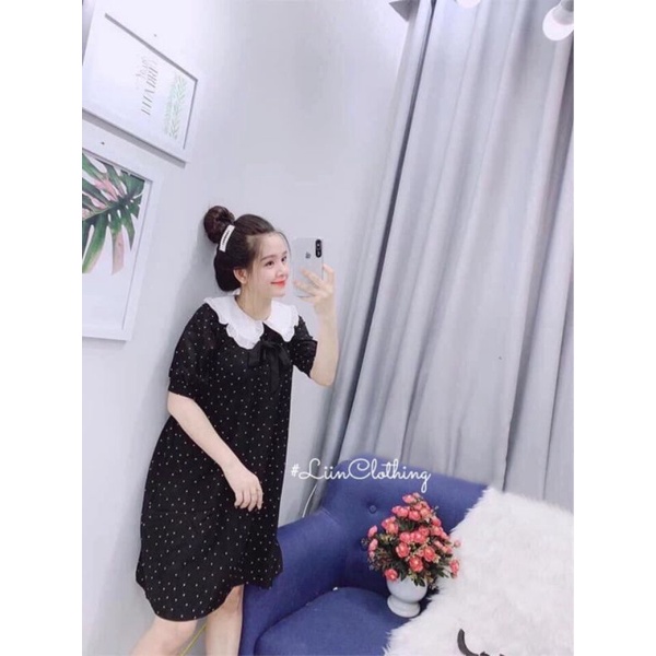 (Xả lỗ cho hết )Váy bầu đẹp dáng xuông chấm bi