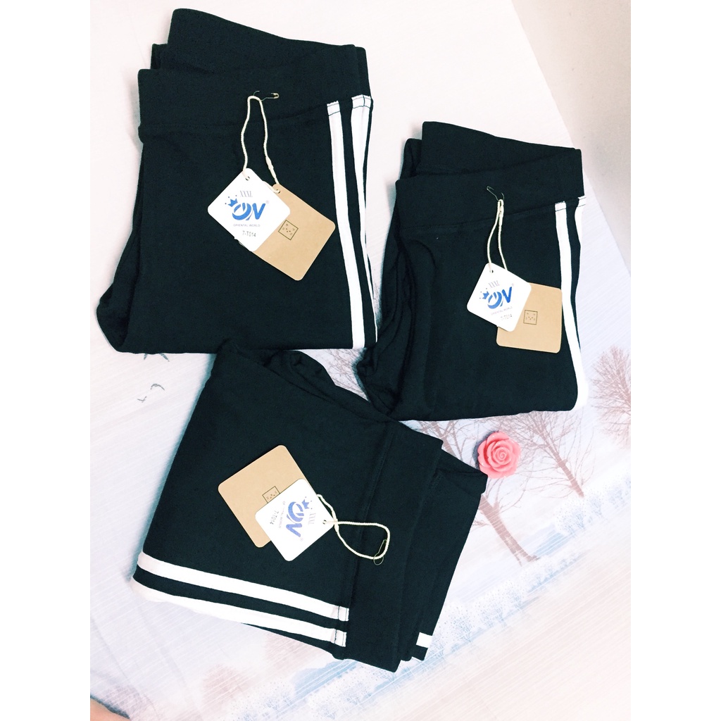 Quần legging 2 sọc hông/ Quần lửng tập thể dục hàng chuẩn Thái Lan