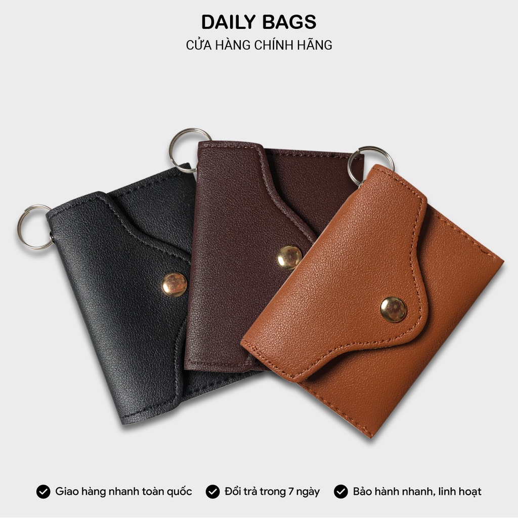 Móc khóa ví da thời trang nam nữ cao cấp sử dụng đựng tiền, thẻ ngân hàng, vé gửi xe, bảng tên - VIVI - DAILY BAGS