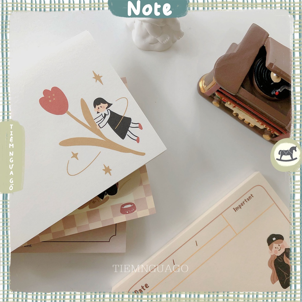 Tập 80 Note B7 Caramel Melody Giấy Note Ghi Chú Cute Dễ Thương Trang Trí Bullet Journal - Tiệm Ngựa Gỗ