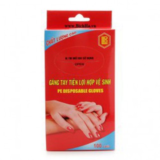 Gang tay nilon dùng 1 lần, gang tay túi bóng hộp 100 chiếc cao cấp