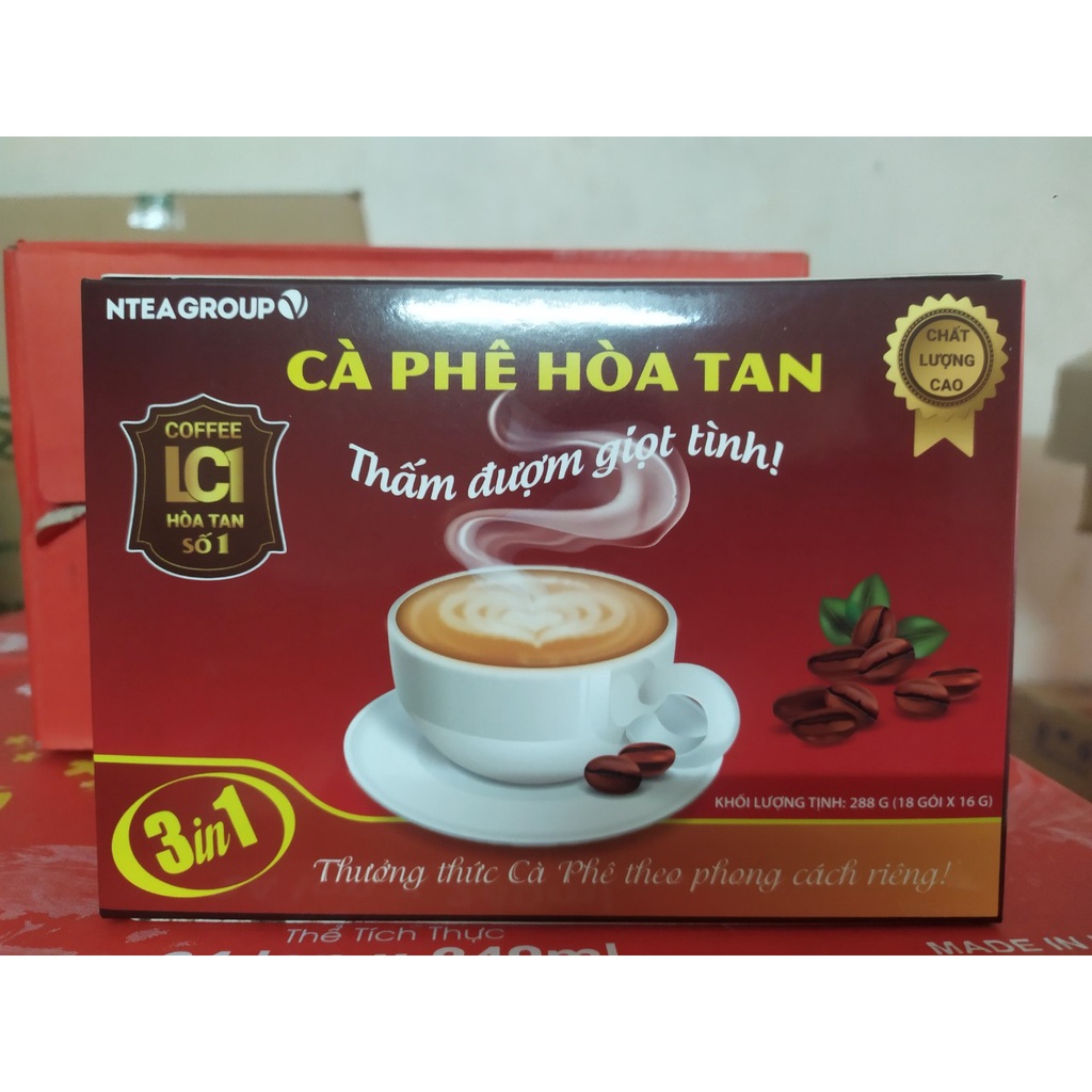 Cà Phê Hữu Cơ 3in1 Ntea Nguyên Chất Hộp 18 gói 16g