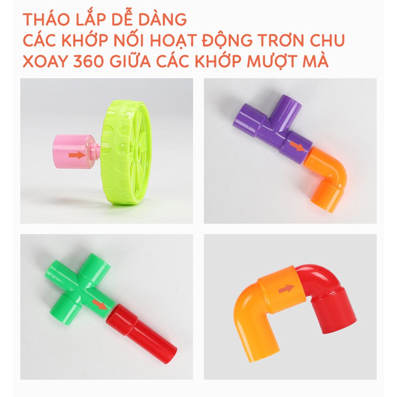 Đồ chơi xếp hình, lắp ráp ống nước 48 chi tiết, kích thích tư duy, tăng khả năng sáng tạo, chất liệu nhựa ABS an toàn.