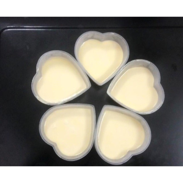 10 Khuôn flan trái tim, tròn, bông hoa có nắp bằng nhựa, bánh da bò tốt - có nắp đi kèm FLower Heart Flan Plastic mold