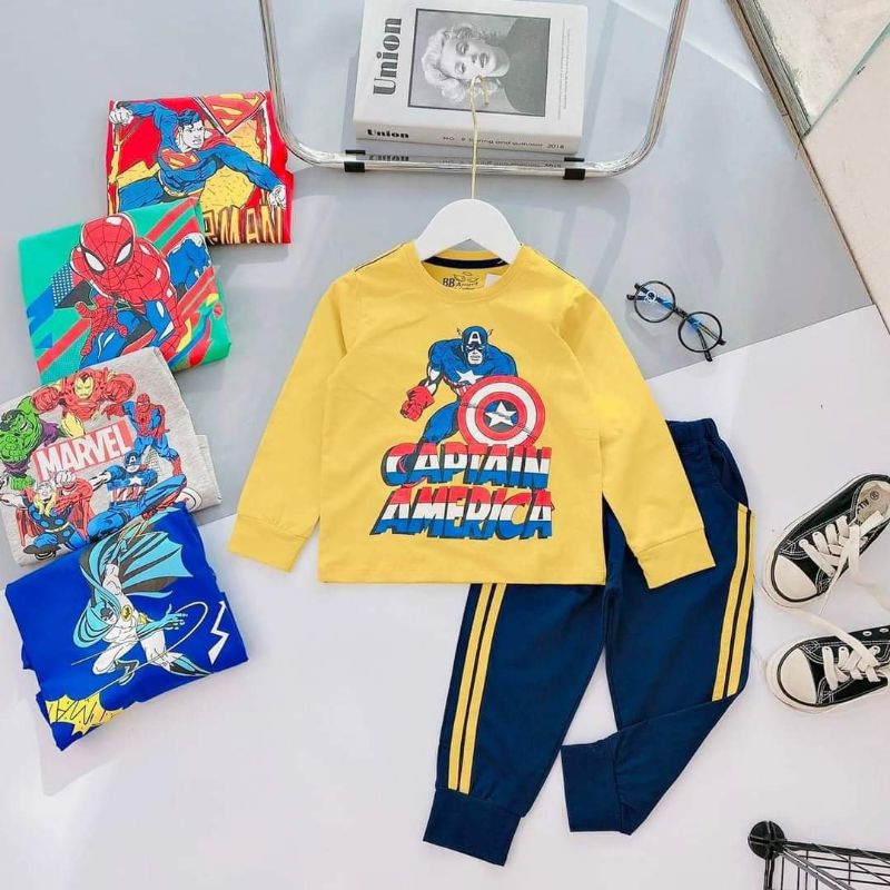 Bộ thu đông dài tay Bb Angel cho bé trai chất cotton Sài Gòn loại 1