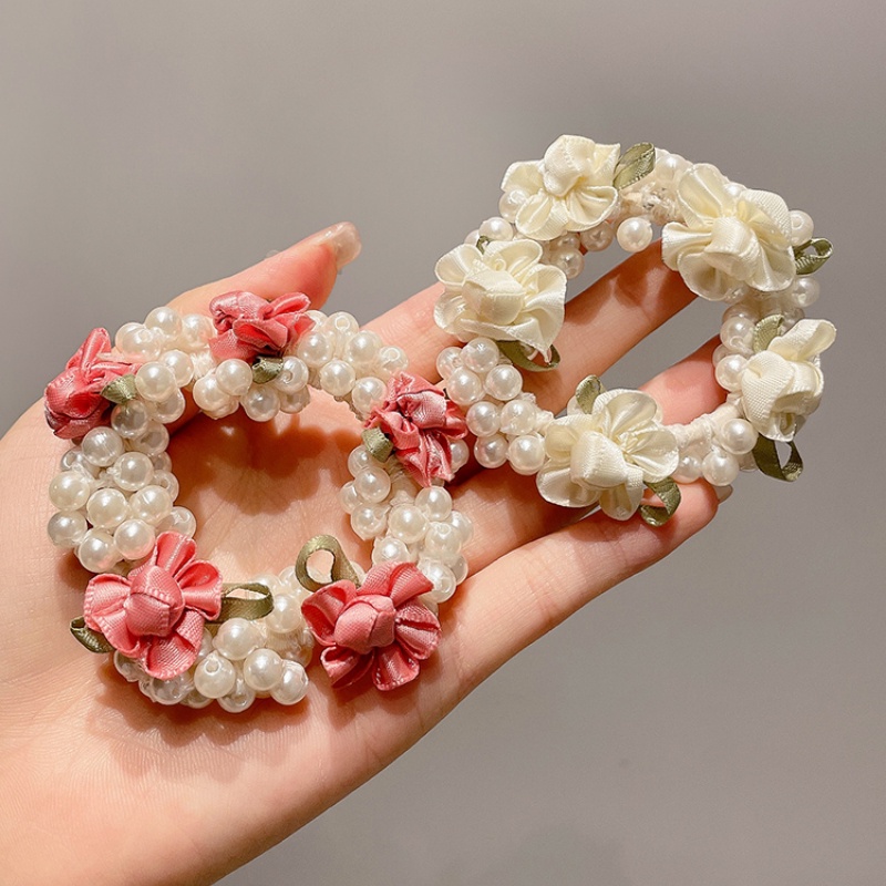 Dây Cột Tóc Đính Ngọc Trai Hình Hoa Phong Cách Hàn Quốc Thời Trang 2022